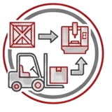 Logistik-Symbol für weltweite Maschinenumzüge, Demontage und fachgerechte Remontage.